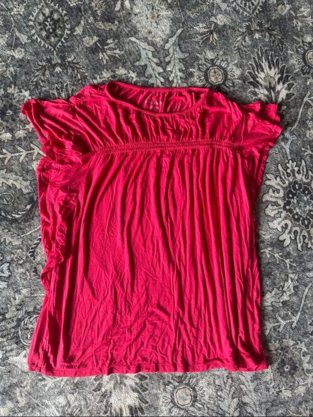 Ava & Viv Bright Pink Short Sleeve Gathered Front Top